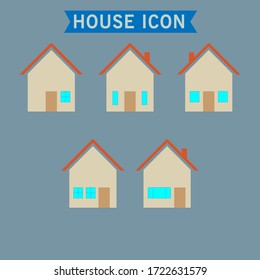 Colored House Icon. Front View House