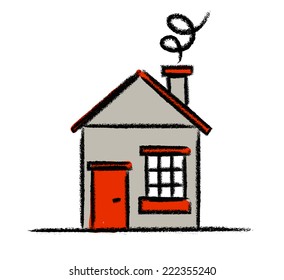 Colored house sketch, isolated on white