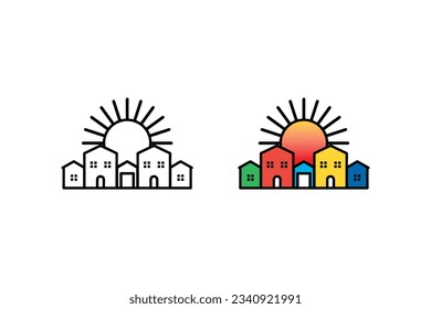 casa de colores y vector solar