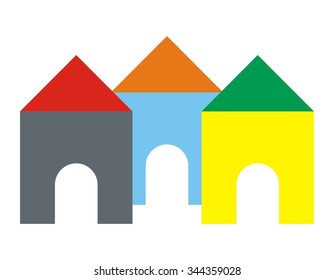 colored house, vector icon