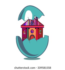 colored houses in the egg