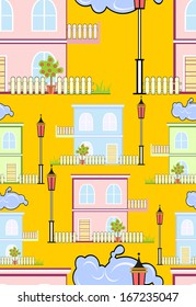 Colored houses seamless pattern