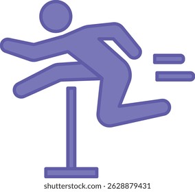 Farbiges Hürdensymbol. Vektorgrafik. Athlet springt über Hürde. Wettbewerb, Sport. Laufendes Konzept