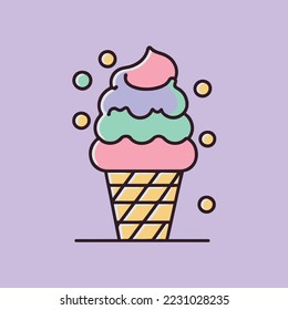 colored ice cream icon, vector