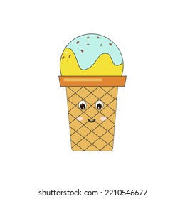 colored ice cream in a waffle cup