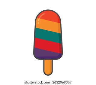 Colored ice lolly. Ice cream, cold fruity dessert and summer food. Isolated vector image