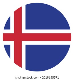 Colored Iceland flag. Vector illustration of circle Iceland flag