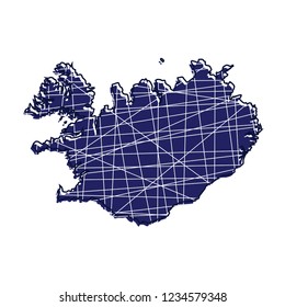 colored iceland map