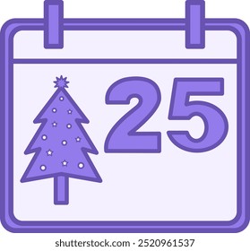 Farbiges Symbol 25. Dezember. Vektorsymbol. Weihnachts- und Feiertagskonzept