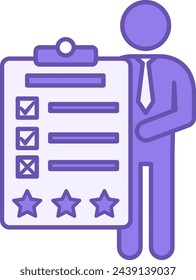 Colored Icon Assessment. Vector Icon of Employee with Evaluation Rating. Personal Audit and Testing. Human Resource Management Concept
