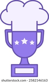 Colored Icon Award. Vector Icon. Chef Hat and Cup with Stars. Prestigious Rating. Restaurant Concept