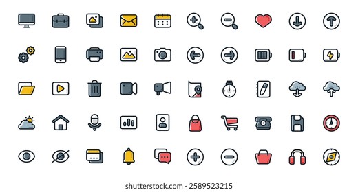 Colored Icon of Basic User Interface for Website and Mobile App.