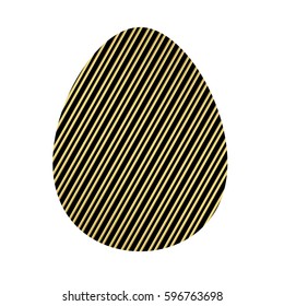 colored icon black egg with gold lines. the template for the Easter holiday. vector illustration on white background