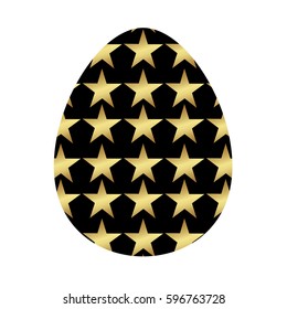 colored icon black egg with gold stars. the template for the Easter holiday. vector illustration on white background