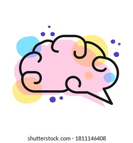 Colored icon brain illuminated by an idea