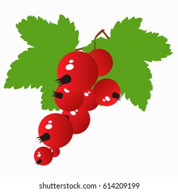 colored icon branch of red currant berries on a white background. pattern for decoration, scrapbook or decoupage. vector illustration