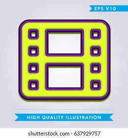 Colored icon or button of cinematography,film.