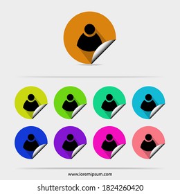 Colored icon or button of man symbol with background