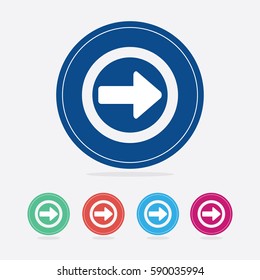 Colored icon or button of right symbol with background