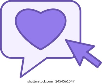 Colored Icon Click Like. Vector Icon. Clicking the Computer Mouse Arrow on the Heart. Approval, Delight, Like. Social Media Concept