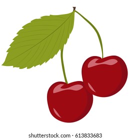 colored icon a couple of cherries on a white background. pattern for decoration. vector illustration