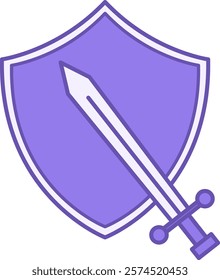 Colored Icon Defense. Vector Illustration. Shield and Sword. Society Sector Concept