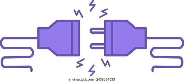 Colored Icon Error Not Found. 404. Vector Icon of Disconnected Electrical Socket and Plug. Disconnecting the Cable from the Network. Page not found