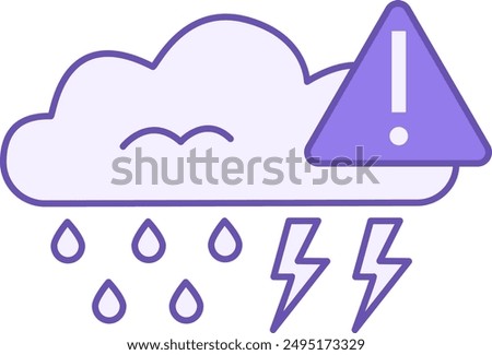 Colored Icon Extreme Weather. Vector Icon. Rain Cloud And Danger Sign. Storm Warning. Ecological Problem. Climate Change Concept