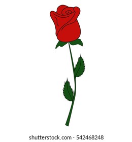 colored icon flower red rose on a white background. pattern for decoration or greetings. vector illustration