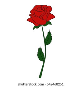 colored icon flower red rose on a white background. pattern for decoration or greetings. vector illustration
