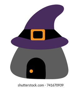 colored icon house in the witch's hat. pattern for Halloween. vector illustration