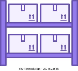 Colored Icon Inventory. Vector Illustration. On Shelves Are Boxes With Goods. Delivery Service. Logistics Concept