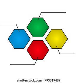 a colored icon, a logo in the form of a colored piece of honeycomb or mosaic for statistics or business.
