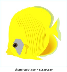colored icon of the marine aquarium yellow fish on a white background. vector illustration. template