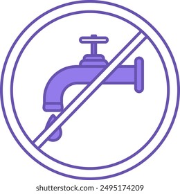 Colored Icon No Water. Vector Icon. Faucet With Drop Of Water. Ecological Problem. Climate Change Concept