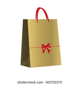 colored icon pack Golden gift with red bow on white background. Pattern for decoration or design. Vector illustration
