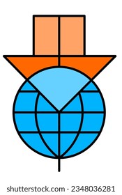 icono de color del planeta tierra con una flecha