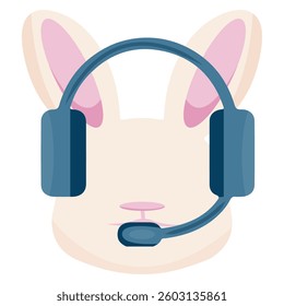 colored icon of a rabbit in headphones with a microphone meaning support service	