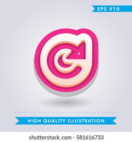 Colored icon of refresh or reload symbol with shadow