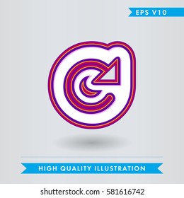 Colored icon of refresh or reload symbol with shadow