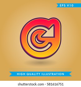 Colored icon of refresh or reload symbol with shadow