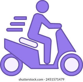 Farbiges Icon Reiten Roller. Vektorgrafik-Ikone eines Mannes, der mit dem Roller zur Arbeit fährt. Megapolis-Auto. Verkehrskonzept