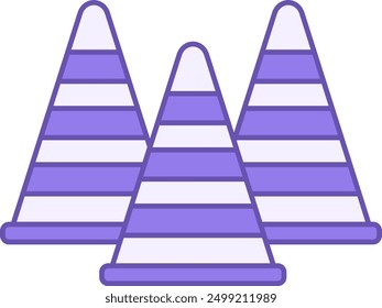 Colored Icon Road Cone. Vector Icon. Temporary Road Marking. Fence during Road Construction Works. Warning Sign
