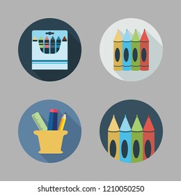 colored icon set. vector set about pencil case and crayons icons set.