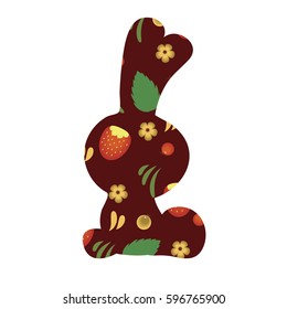 colored icon silhouette Easter Bunny with flower pattern. the template for the Easter holiday. vector illustration on white background