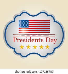 a colored icon with some text and the american flag for president's day