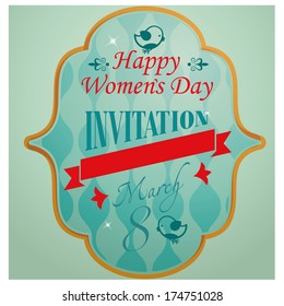 a colored icon with some text for women's day