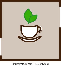 Colored icon of a tea mug in a square for websites or applications.