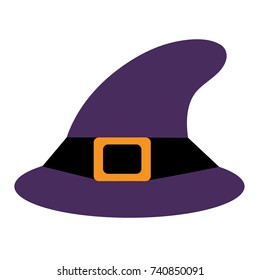 colored icon witch hat in cartoon style on white background. vector illustration