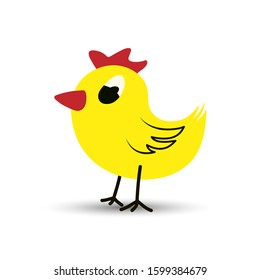 Colored icon of yellow chicken isolated on white background. flat style